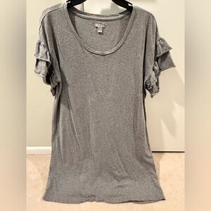 Falls Creek Gray Short Sleeve Tee Dress with Ruffle Sleeves